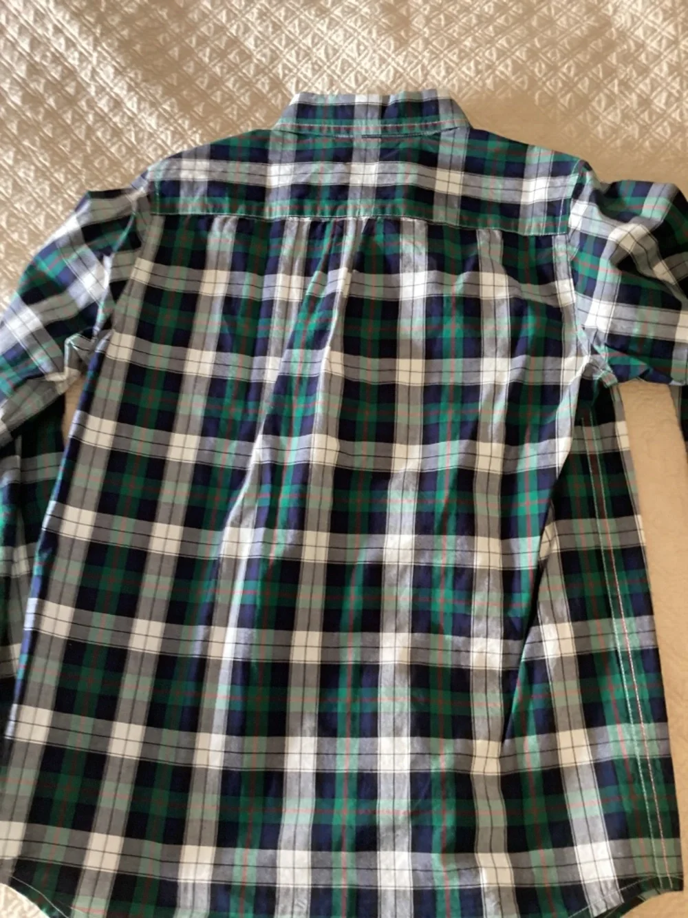 Janie and Jack boys size 14 green plaid cotton Oxford shirt